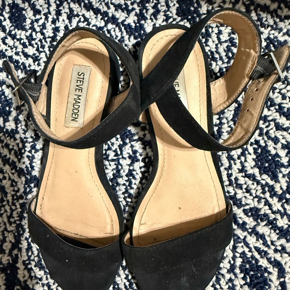 Steve Madden Black Suede Ankle Strap Sandals